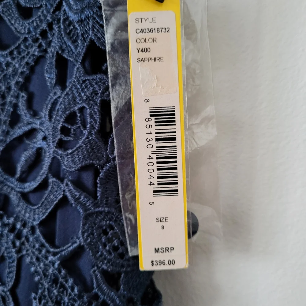Alice + Olivia Clover Open Back Lace Navy Dress Wedding Cocktail Party - Picture 4 of 8